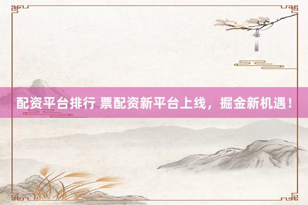 配资平台排行 票配资新平台上线，掘金新机遇！