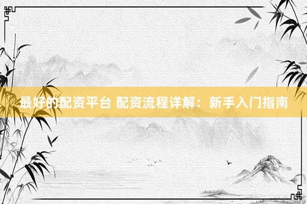 最好的配资平台 配资流程详解：新手入门指南