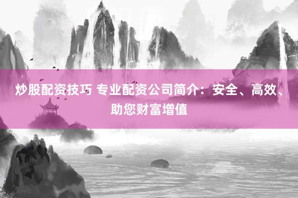 炒股配资技巧 专业配资公司简介：安全、高效、助您财富增值