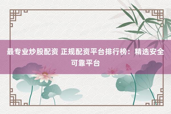 最专业炒股配资 正规配资平台排行榜：精选安全可靠平台