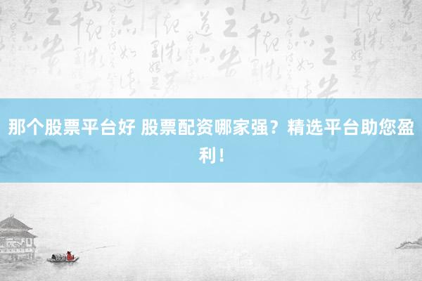 那个股票平台好 股票配资哪家强？精选平台助您盈利！