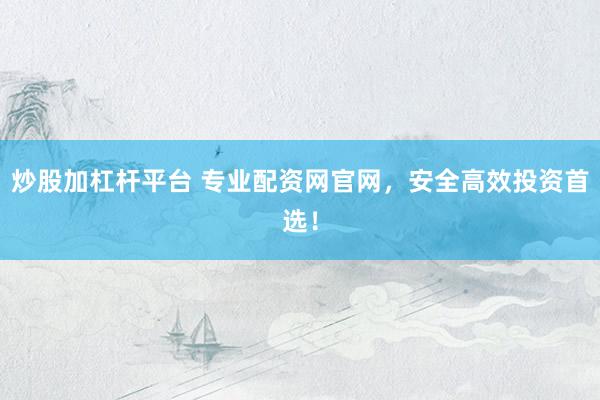 炒股加杠杆平台 专业配资网官网，安全高效投资首选！