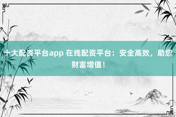 十大配资平台app 在线配资平台：安全高效，助您财富增值！
