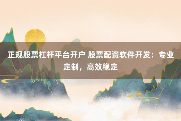 正规股票杠杆平台开户 股票配资软件开发：专业定制，高效稳定
