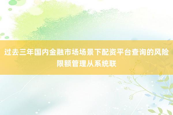 过去三年国内金融市场场景下配资平台查询的风险限额管理从系统联