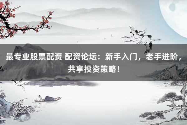 最专业股票配资 配资论坛：新手入门，老手进阶，共享投资策略！