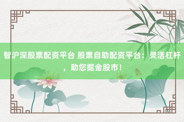 智沪深股票配资平台 股票自助配资平台：灵活杠杆，助您掘金股市！