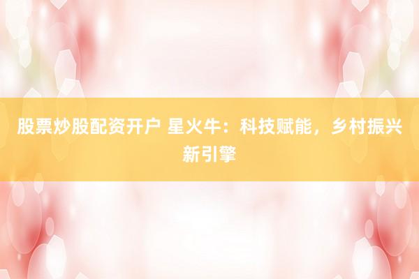 股票炒股配资开户 星火牛：科技赋能，乡村振兴新引擎