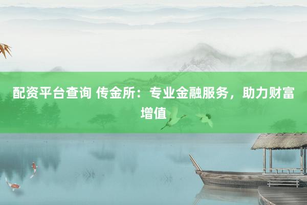 配资平台查询 传金所：专业金融服务，助力财富增值