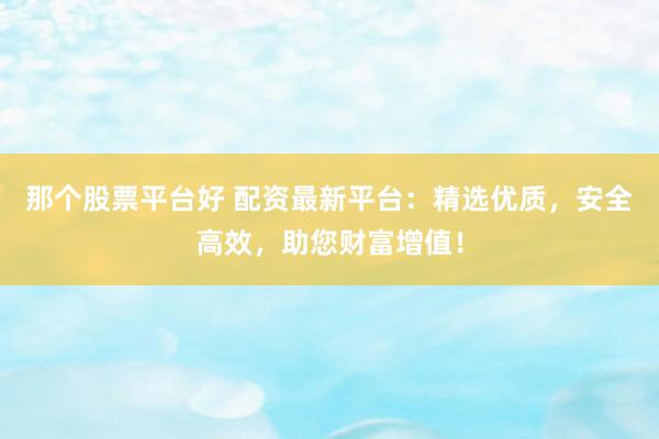 那个股票平台好 配资最新平台：精选优质，安全高效，助您财富增值！