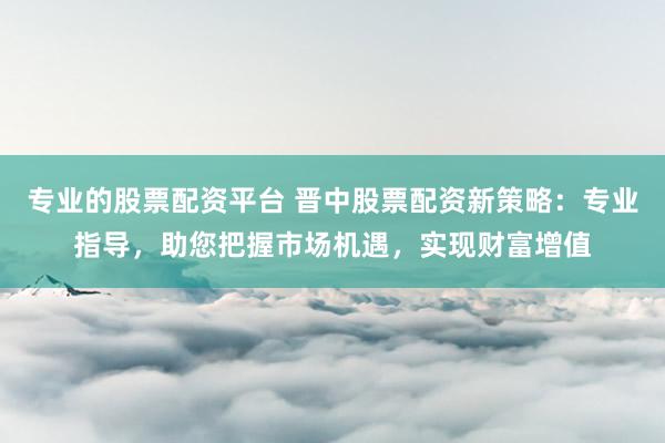 专业的股票配资平台 晋中股票配资新策略：专业指导，助您把握市场机遇，实现财富增值