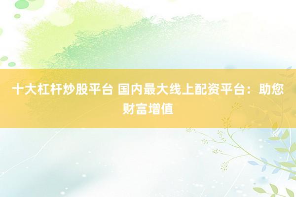 十大杠杆炒股平台 国内最大线上配资平台：助您财富增值